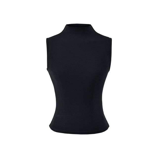 Sleeveless Mock Neck Basic Top