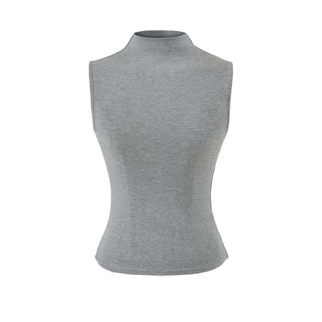 Sleeveless Mock Neck Basic Top
