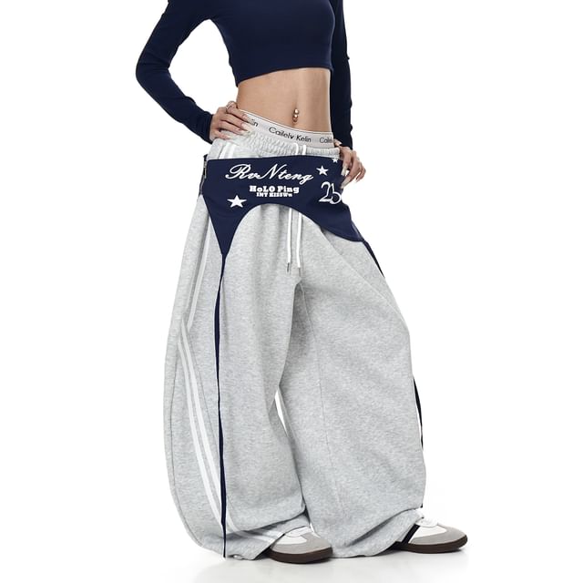 Striped Barrel Leg Sweatpants + Mini Skirt Set - Altfashion Shop
