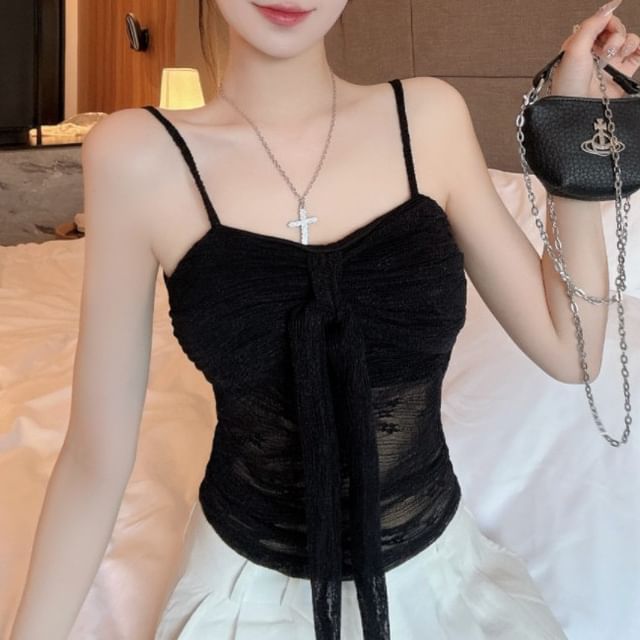 Knot Front Lace Camisole Blouse