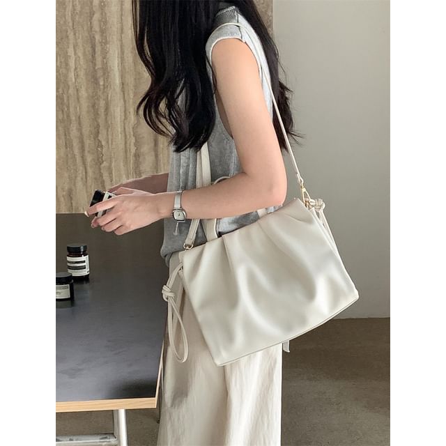 Shirred Faux Leather Handbag