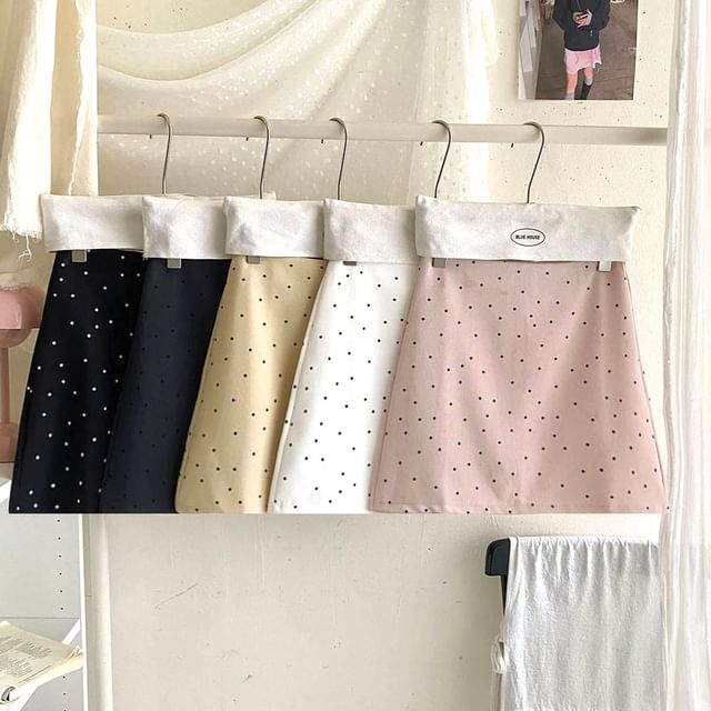 Polka Dot Mini A-Line Skirt - Altfashion Shop