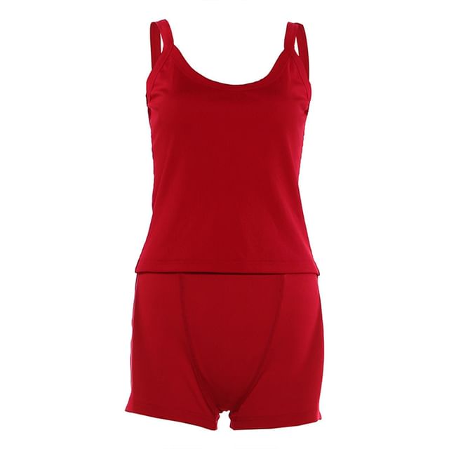 Set: Plain Camisole Blouse + Mid Rise Undershorts