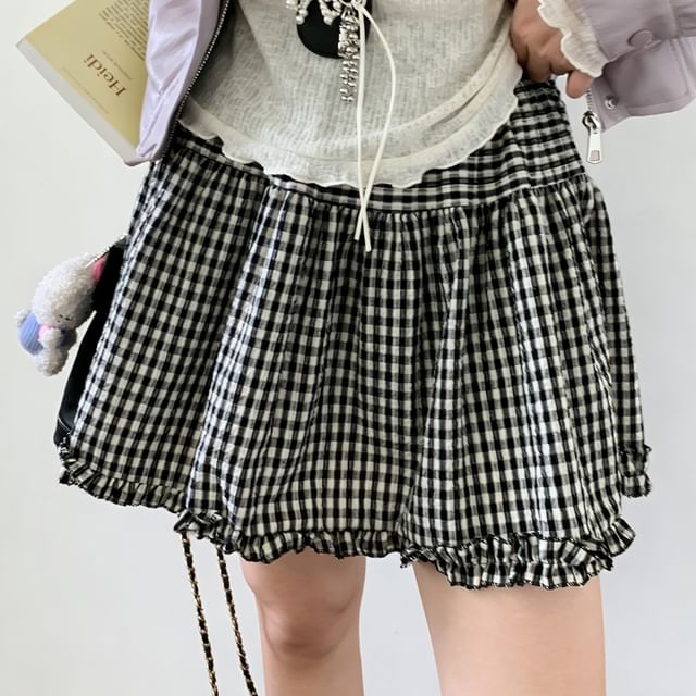Gingham Check Mini Skirt - Altfashion Shop