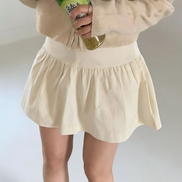 Gathered Mini A-Line Skirt - Altfashion Shop