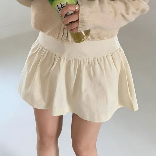 Gathered Mini A-Line Skirt - Altfashion Shop