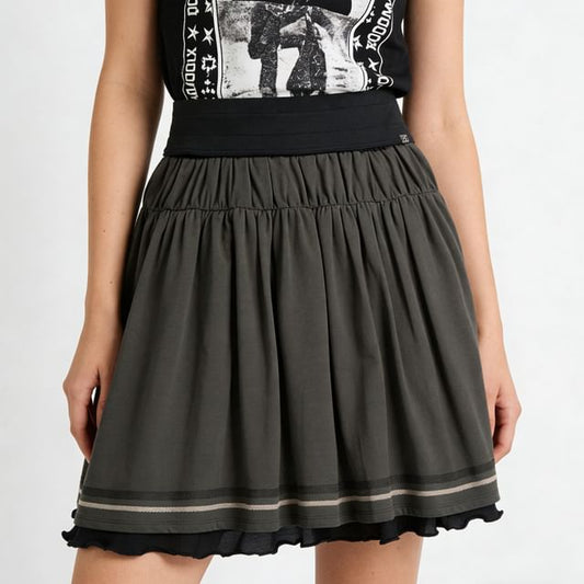 Striped Ruched A-Line Skirt - Altfashion Shop