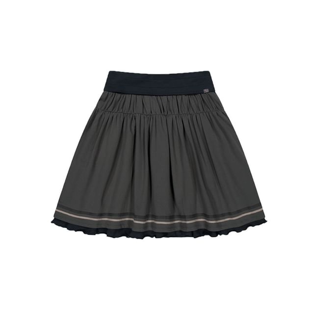 Striped Ruched A-Line Skirt - Altfashion Shop