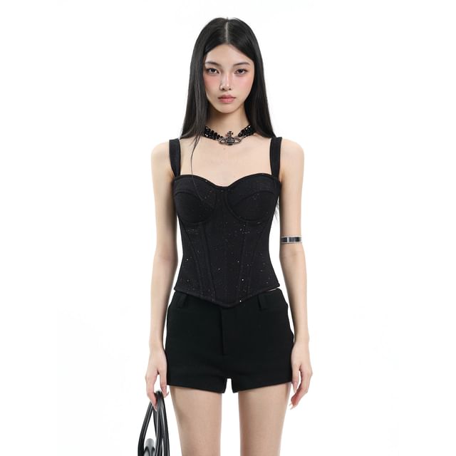 Sequin Cropped Corset Top