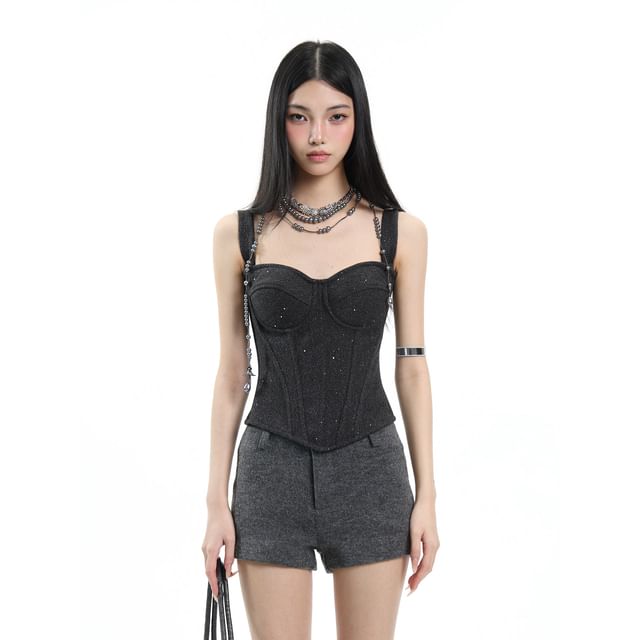 Sequin Cropped Corset Top