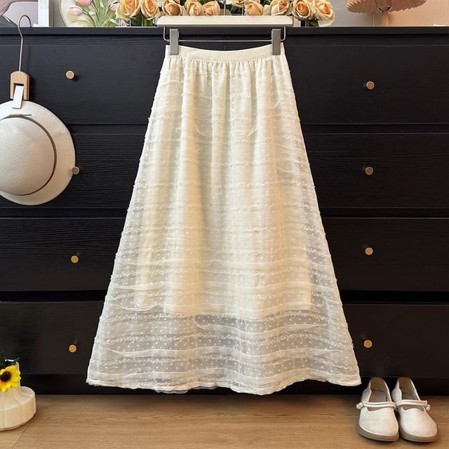 Dotted Ruffle Midi A-Line Skirt - Altfashion Shop