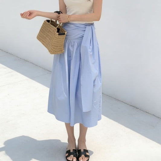 Ruched Midi A-Line Skirt - Altfashion Shop