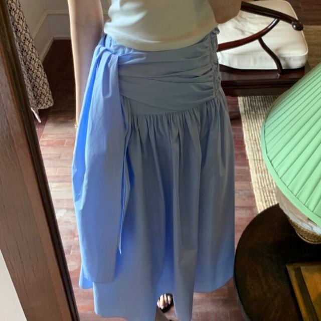 Ruched Midi A-Line Skirt - Altfashion Shop