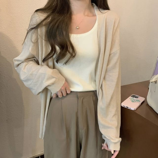 Plain Open Front Cardigan