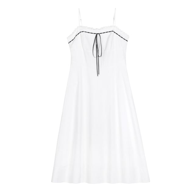 Open Front Plain Crop Cardigan / Sleeveless Maxi A-Line Dress