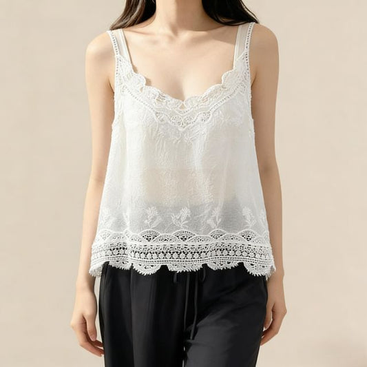 V-Neck Lace Panel Camisole Top