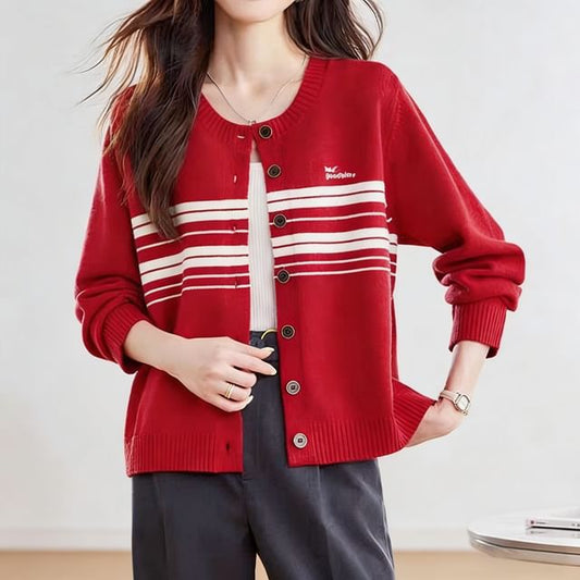 Striped Button-Up Cardigan