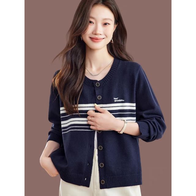 Striped Button-Up Cardigan