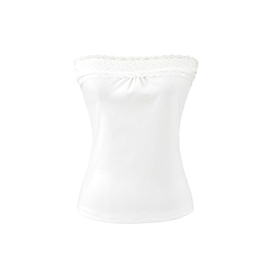 Lace Panel Crop Tube Top