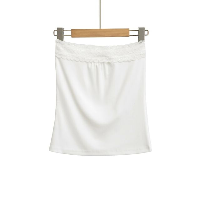Lace Panel Crop Tube Top