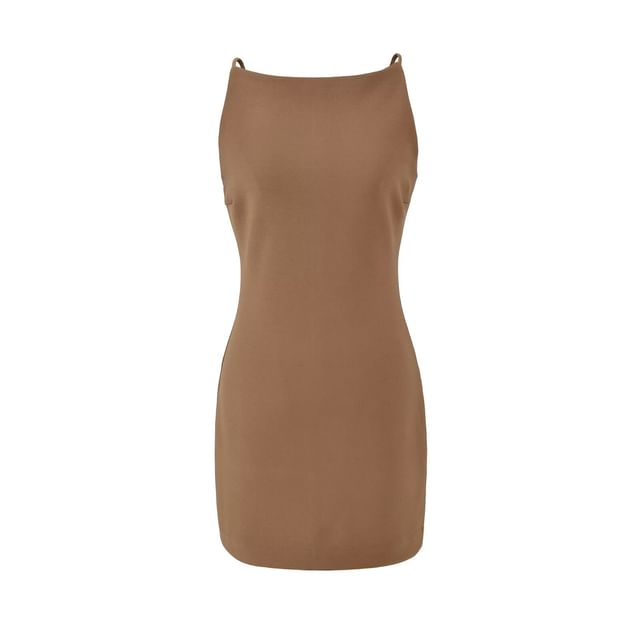 Spaghetti Strap Scoop Neck Plain Mini A-Line Dress