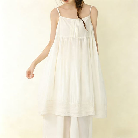 Spaghetti Strap Plain Midi A-Line Dress