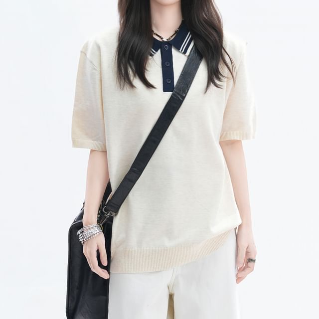 Two-Tone Polo with Elbow Sleeves