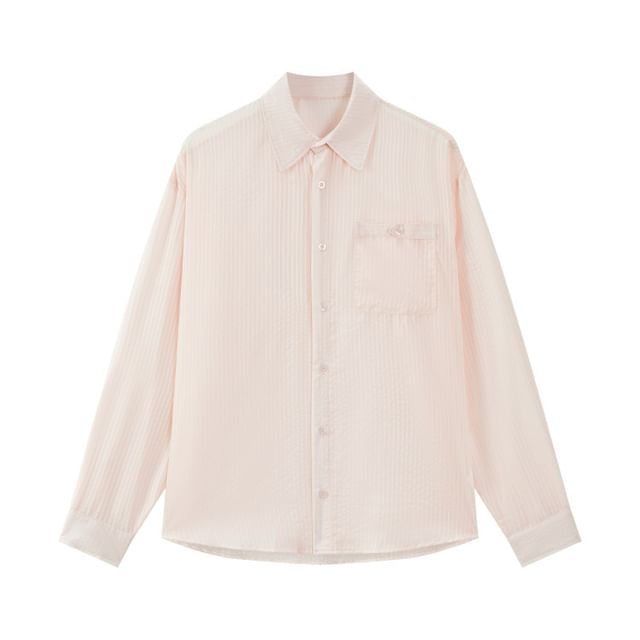 Pocketed Long Sleeve Solid Shirt