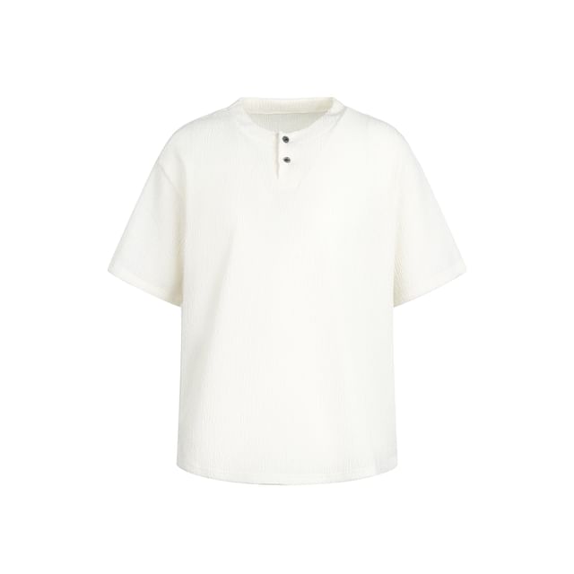 Henley Short Sleeve Solid T-Shirt