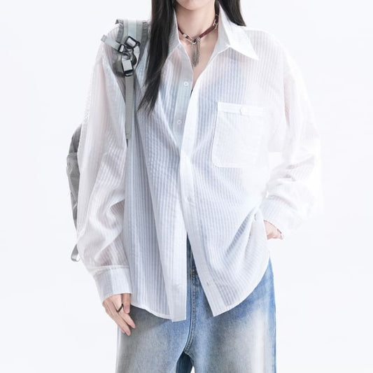 Pocketed Long Sleeve Solid Shirt