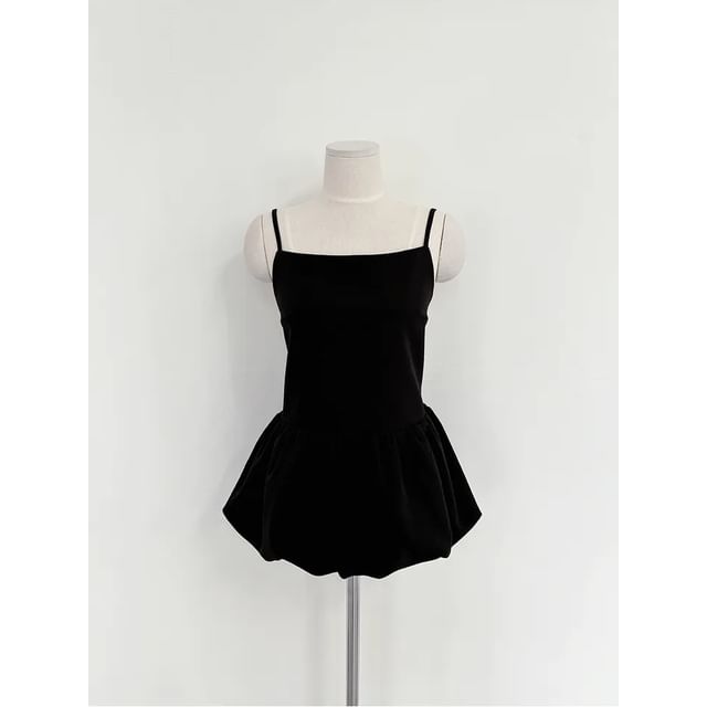 Peplum Tie-Back Camisole with Plain Fabric