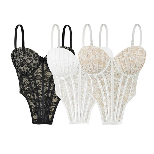 Spaghetti Strap Lace Bodysuit Top