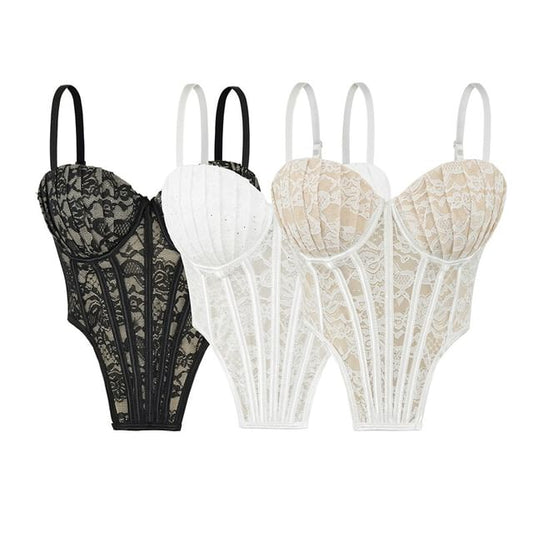 Spaghetti Strap Lace Bodysuit Top