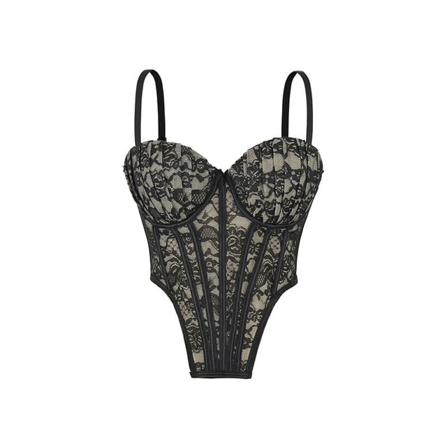 Spaghetti Strap Lace Bodysuit Top