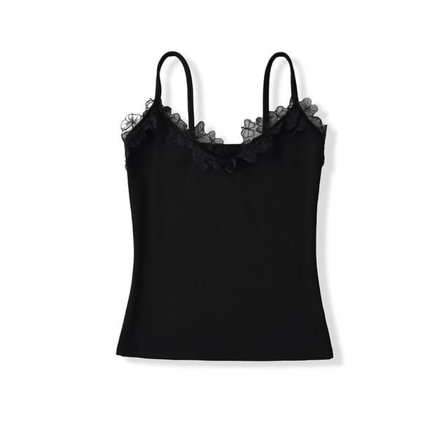 Plain Lace Trim Camisole Top