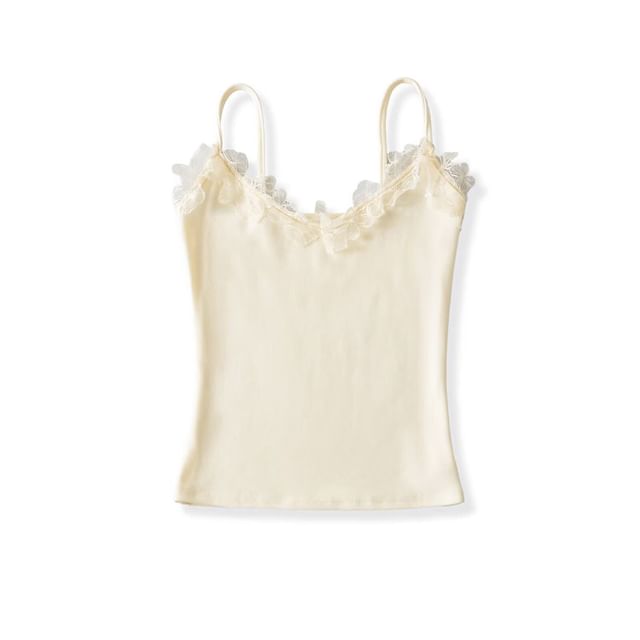 Plain Lace Trim Camisole Top