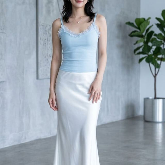 Plain Lace Trim Camisole Top