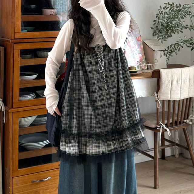 Tartan Pattern Camisole Blouse