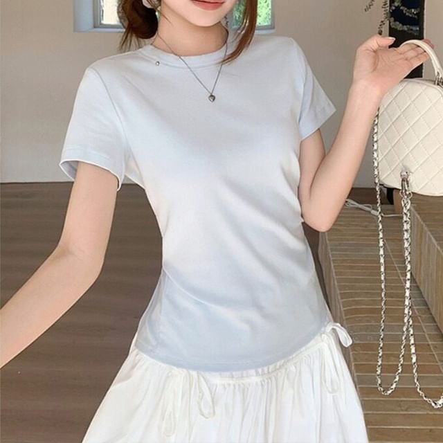 Crew Neck Short Sleeve Basic Tee