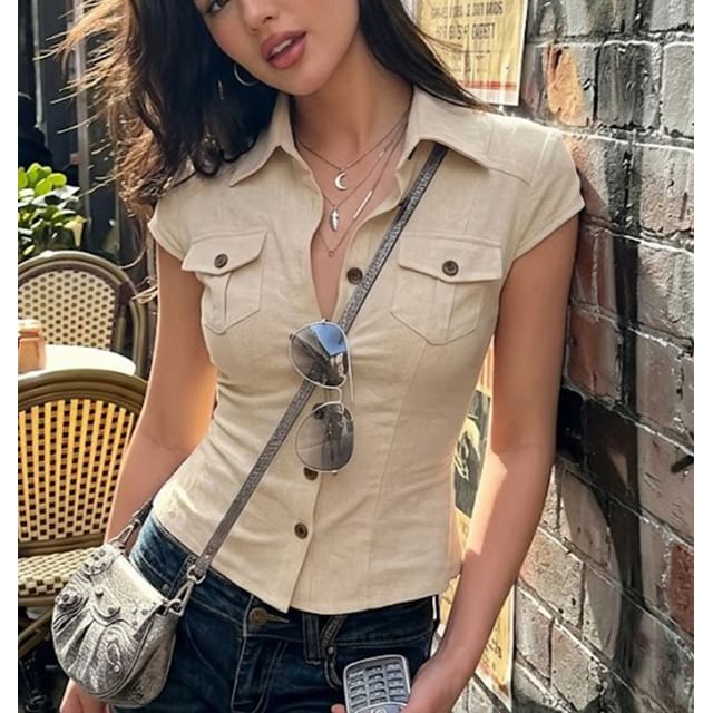 Slim-Fit Cargo Shirt Short Sleeve