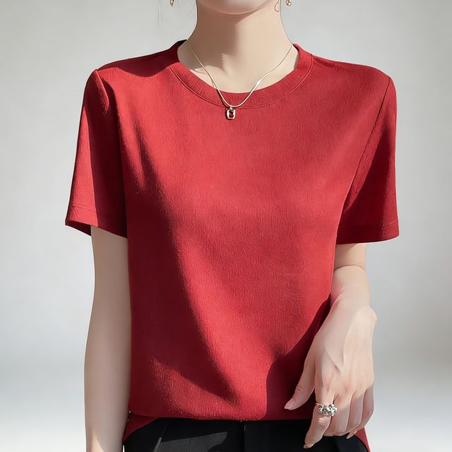 Crew Neck Basic Short Sleeve Tee