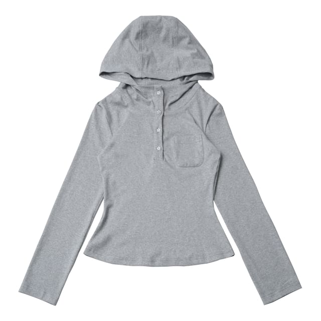 Hooded Henley Long Sleeve Tee