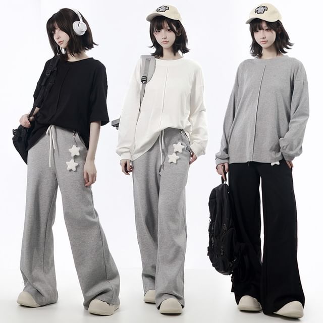 Elbow Sleeve Crew Neck Panel Tee / Long Sleeve Crew Neck Tee