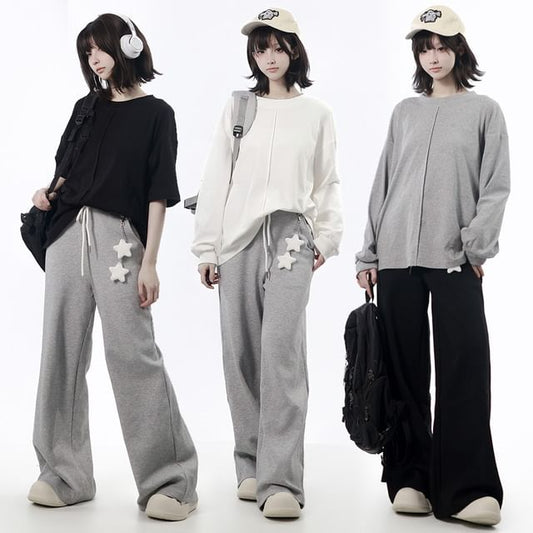 Elbow Sleeve Crew Neck Panel Tee / Long Sleeve Crew Neck Tee
