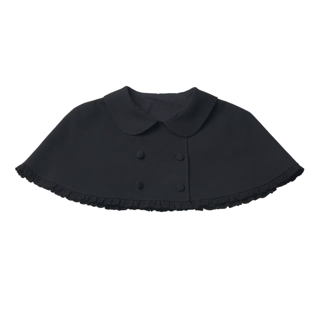 Long Sleeve Band Collar Blouse / Cropped Cape Collar / High Waist Mini Skirt / Ruffled Dress