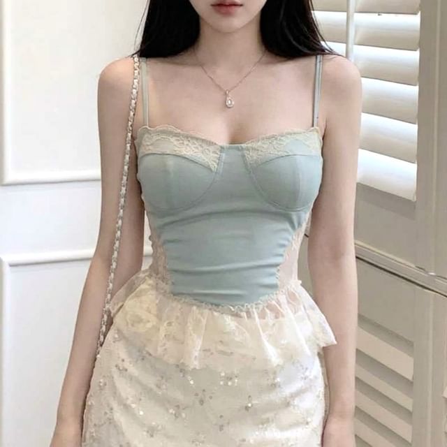Panel Lace Camisole Top