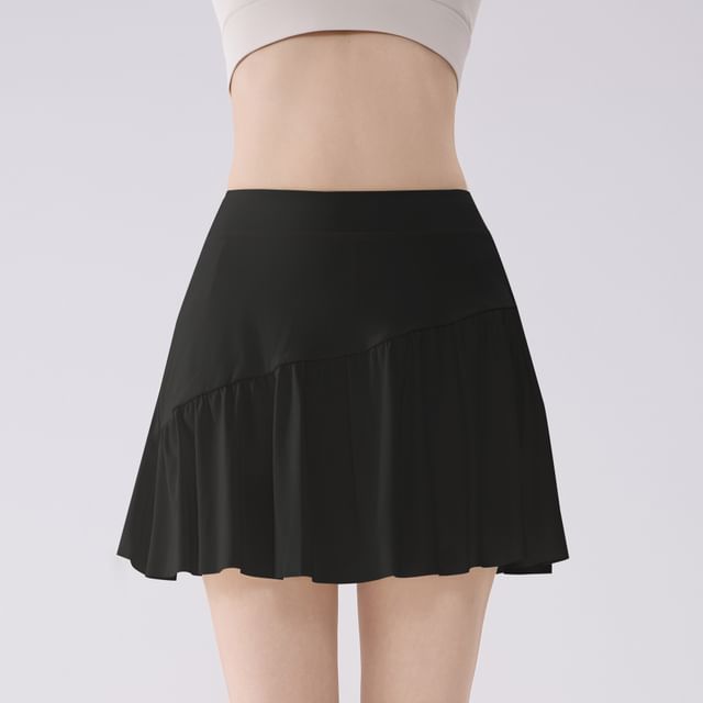 Mid Rise Plain Sport Mini A-Line Skirt