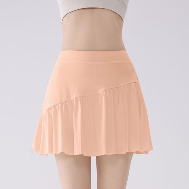Mid Rise Plain Sport Mini A-Line Skirt