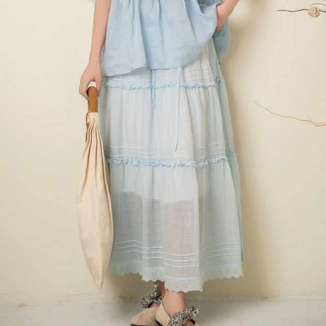 High Waist Sheer Maxi Skirt