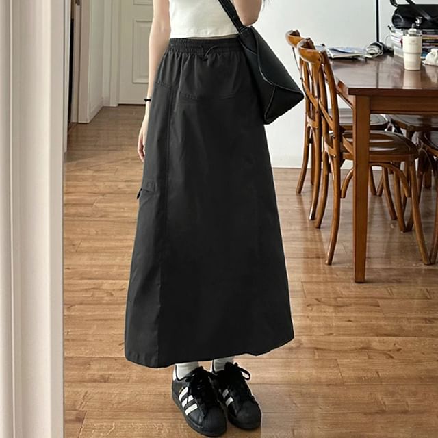 High Waist Plain Maxi Skirt